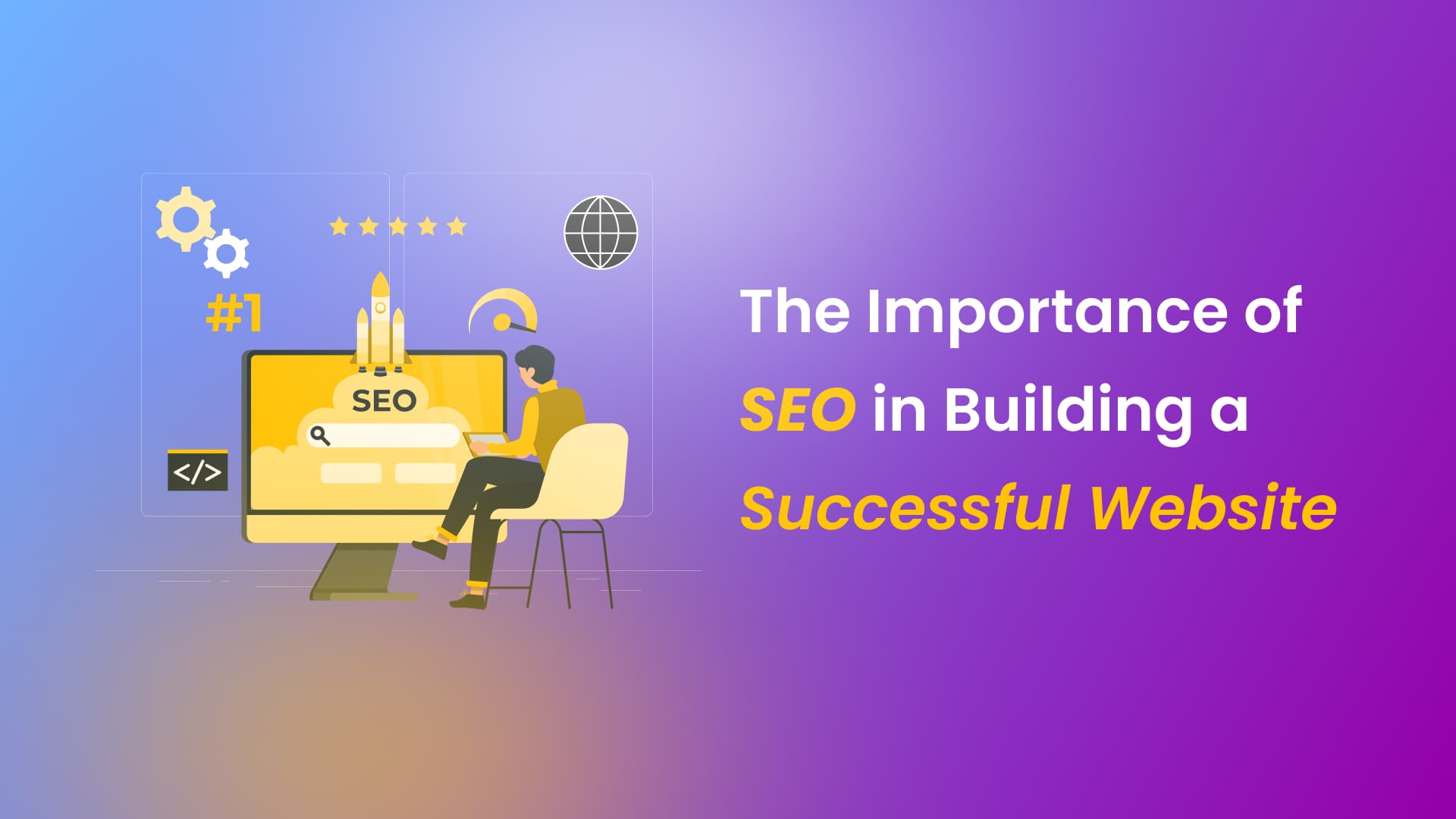 Illustration showing SEO optimization process for a successful website