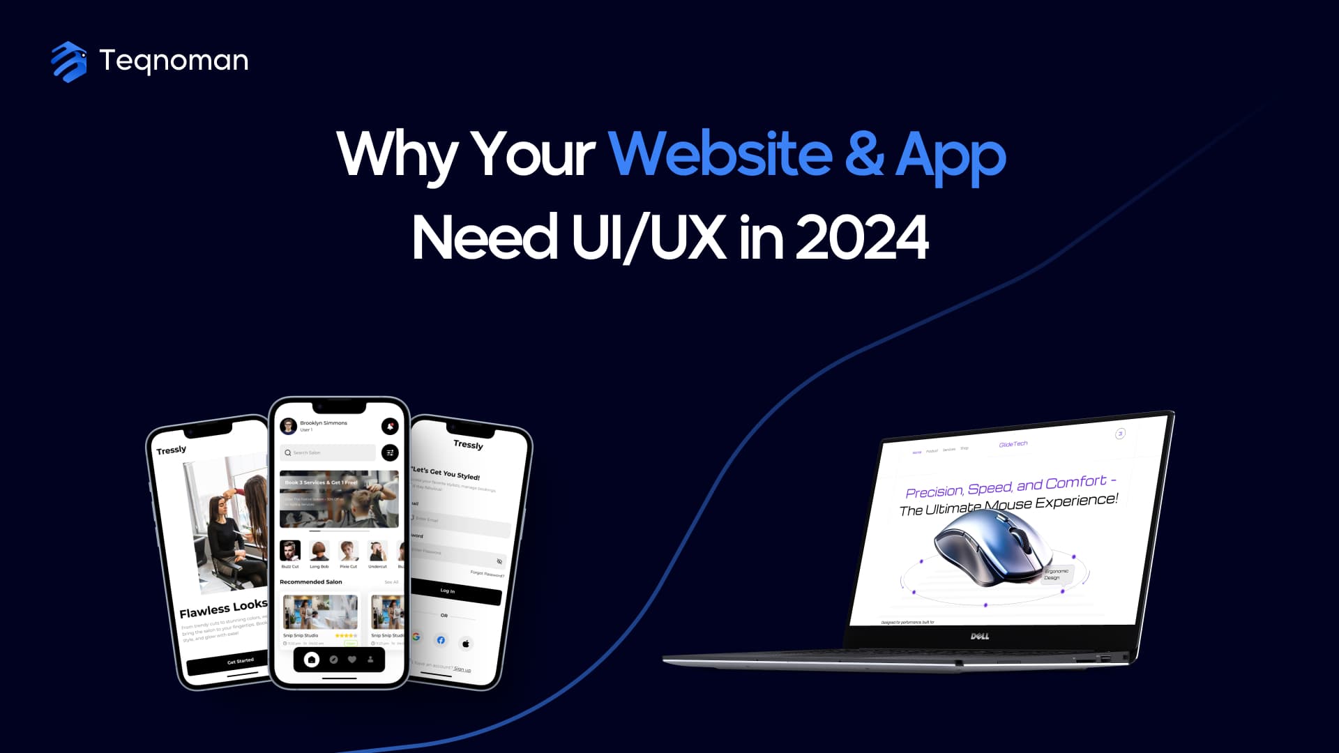 Modern website and mobile app interface showcasing UI/UX design in 2025